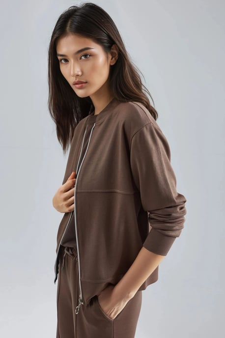 Modal Touch Zipbehorde Hoodie & Ribgebreide Broek Set - Image 2