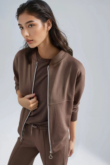 Modal Touch Zipbehorde Hoodie & Ribgebreide Broek Set - Image 5