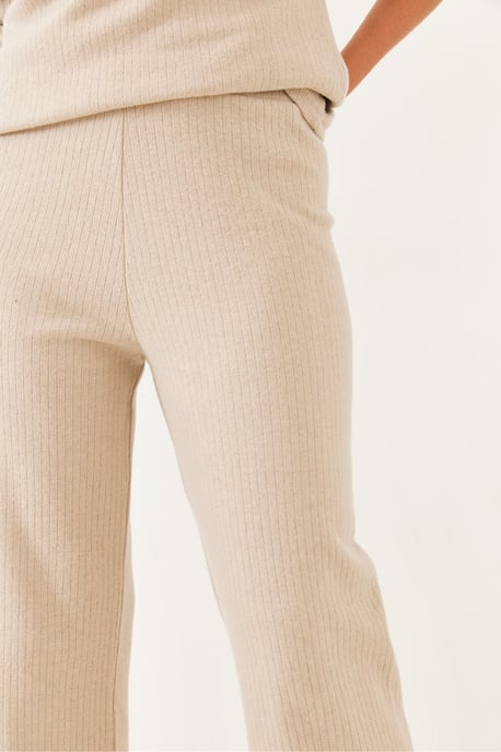 Geribbelde Textuur Crew Neck Trui en Broek Set - Image 3