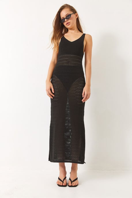 V-hals Midi Split Jurk - Image 2