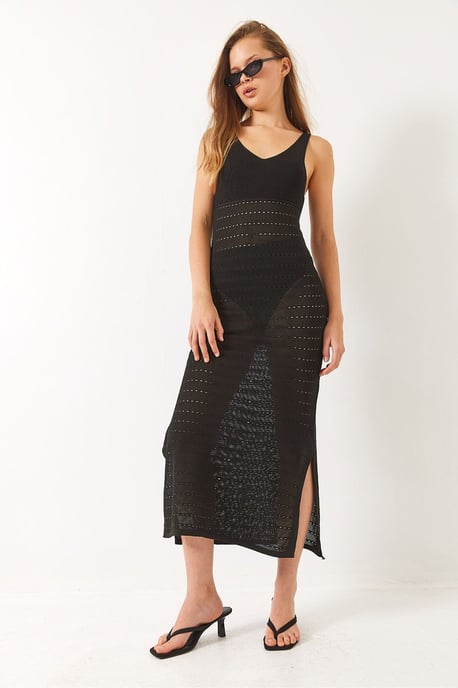 V-hals Midi Split Jurk - Image 3