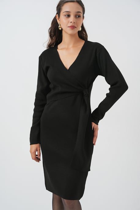 Bodycon Midi Jurk met V-hals en Striksluiting - Image 4
