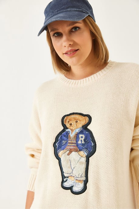 Geborduurd Overmaat Crew Neck Trui - Image 3