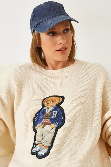 Geborduurd Overmaat Crew Neck Trui - Image 4