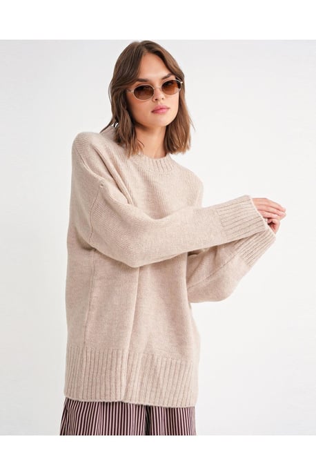 Oversized Geribbelde Trui met Ronde Hals - Image 2