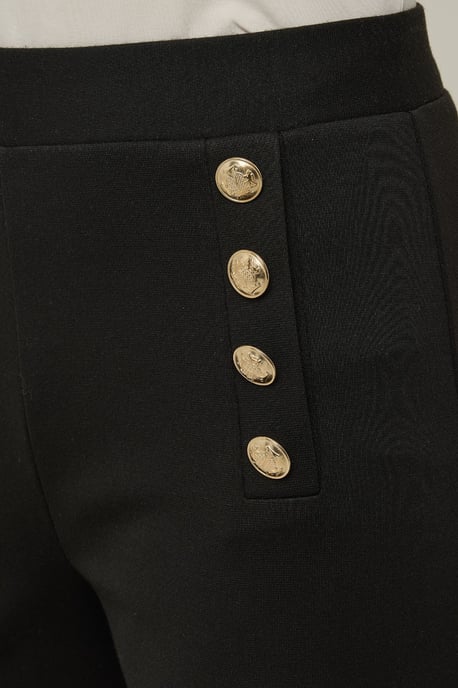 Hoge Taille Wijde Pantalon met Knopen Detail - Image 3