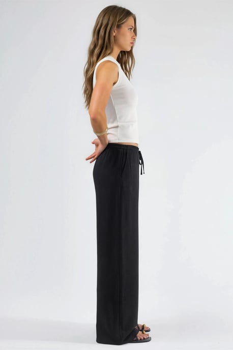 Viskose-Linnen Gecombineerde Wijde Pantalon - Image 3