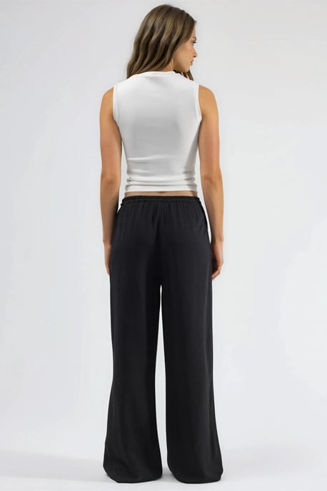 Viskose-Linnen Gecombineerde Wijde Pantalon - Image 4