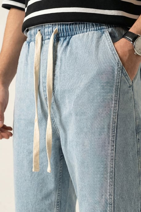 Baggy Denim Broek met Koord Taille - Image 3