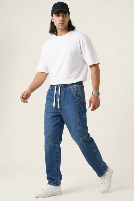 Baggy Denim Broek met Koord Taille - Image 1