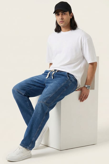 Baggy Denim Broek met Koord Taille - Image 3