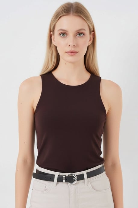 Fitted Mouwloos Crew Neck Romper met Drukknoopsluiting - Image 2