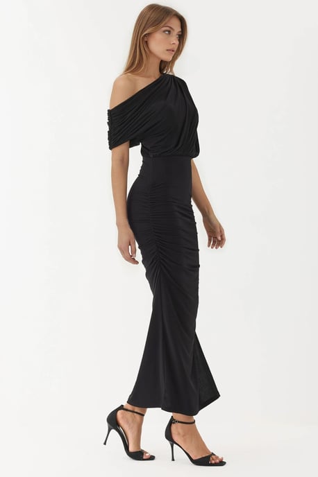 Geweven Midi Wikkeljurk met Asymmetrische Kraag en Splitsdetails - Image 5
