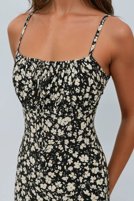 Allover Bloemenprint Bodycon Midi Jurk met Split - Image 3