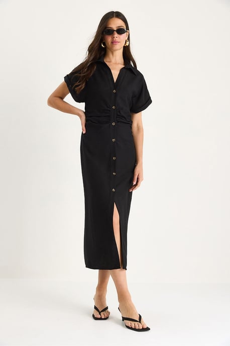 V-hals Midi-jurk met knoopsluiting - Image 4