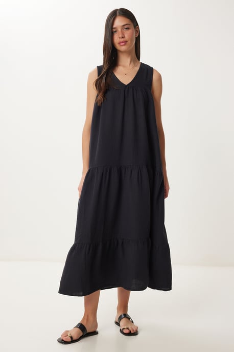 Volants V-hals Midi Jurk - Image 1
