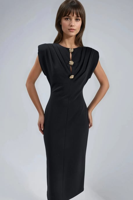 Slim Fit Midi-jurk met Accessoire Detail - Image 1