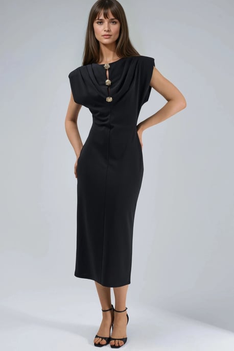 Slim Fit Midi-jurk met Accessoire Detail - Image 2