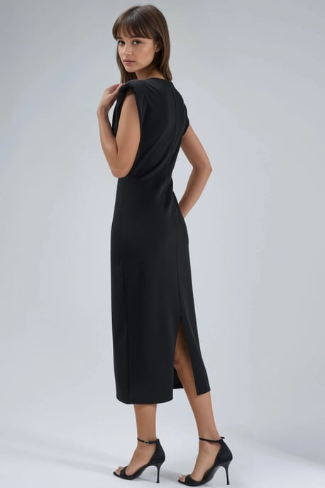 Slim Fit Midi-jurk met Accessoire Detail - Image 3
