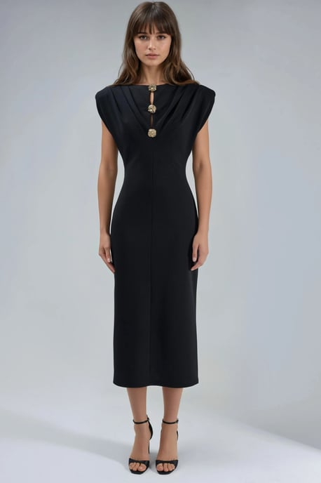 Slim Fit Midi-jurk met Accessoire Detail - Image 6