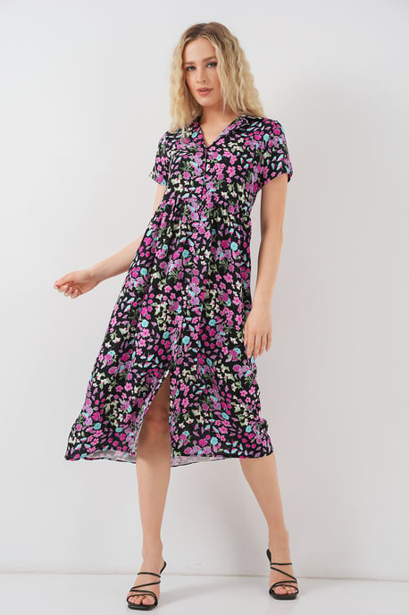 Bloemen Midi-jurk met Heupdraagkraag - Image 2
