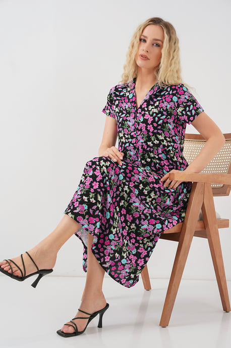 Bloemen Midi-jurk met Heupdraagkraag - Image 3