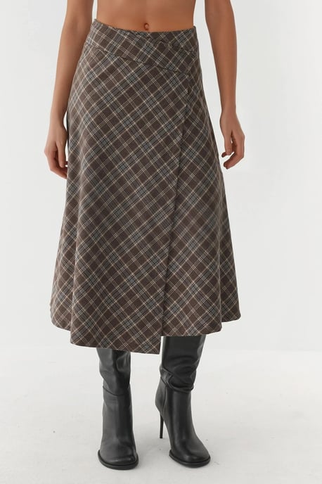Geruite Maxi Rok met Knoopsluiting - Image 1