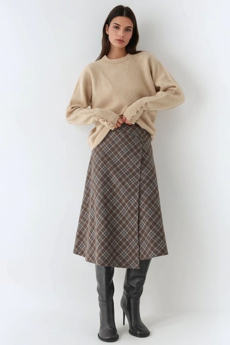 Geruite Maxi Rok met Knoopsluiting - Image 2
