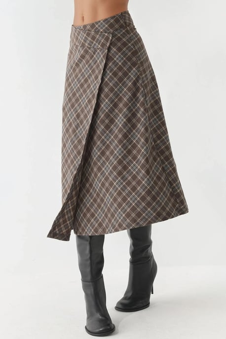 Geruite Maxi Rok met Knoopsluiting - Image 6