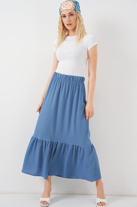 Gestructureerde Maxi Breirok met Elastische Taille - Image 3