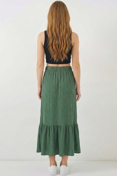 Gestructureerde Maxi Breirok met Elastische Taille - Image 2