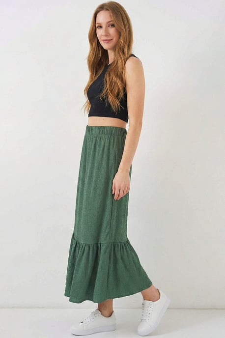 Gestructureerde Maxi Breirok met Elastische Taille - Image 3