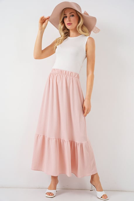 Textuur Maxi Breimint met Elastische Taille - Image 1
