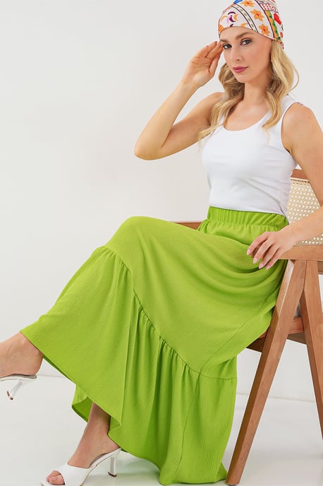 Gestructureerde Maxi Breisrok met Elastische Taille - Image 3