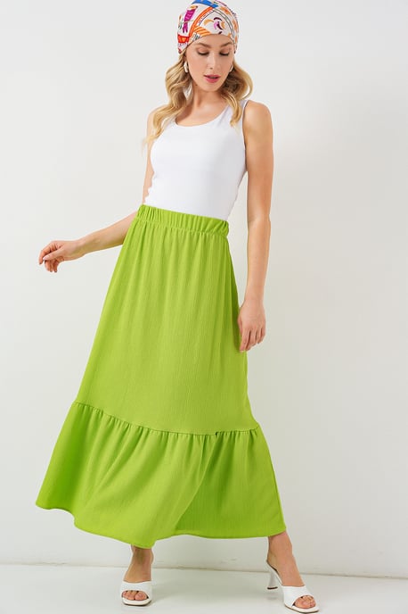 Gestructureerde Maxi Breisrok met Elastische Taille - Image 5