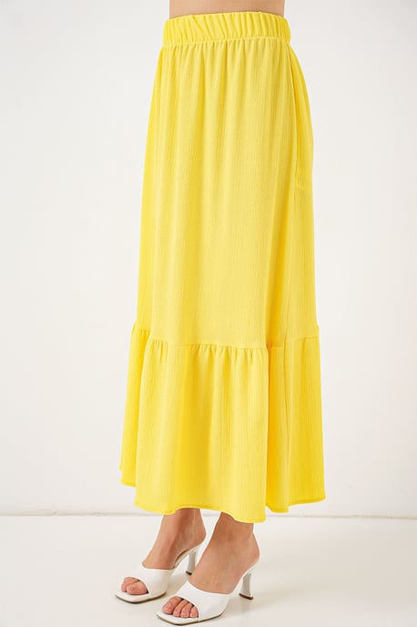Gestructureerde Maxi Breirok met Elastische Taille - Image 2