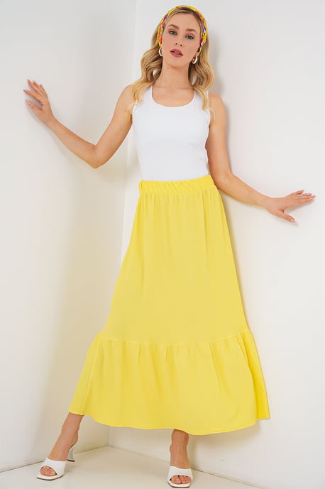 Gestructureerde Maxi Breirok met Elastische Taille - Image 3
