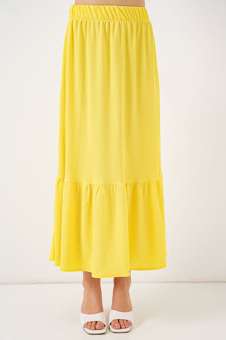 Gestructureerde Maxi Breirok met Elastische Taille - Image 4