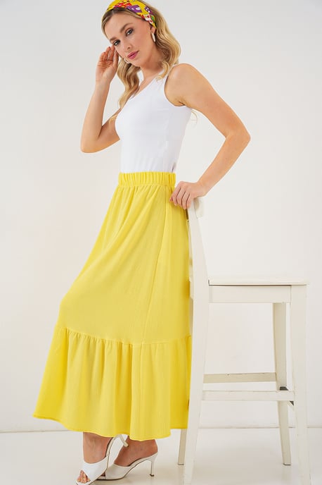 Gestructureerde Maxi Breirok met Elastische Taille - Image 5