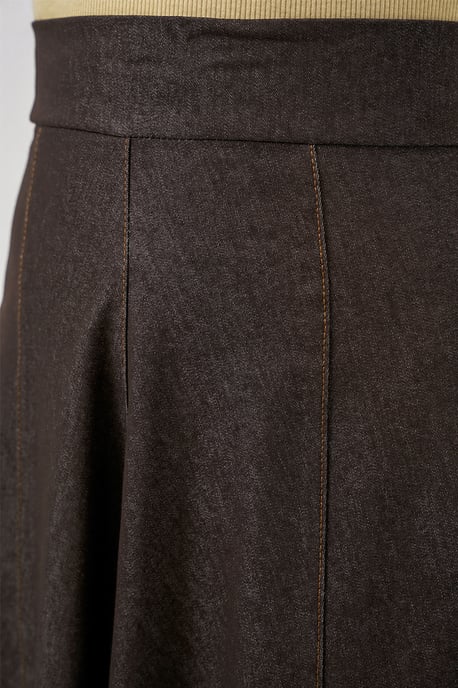 Hoge Taille Denim A-Lijn Maxi Rok met Zakken - Image 5