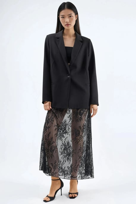 Hoge Taille Kanten Maxi Rok - Image 2