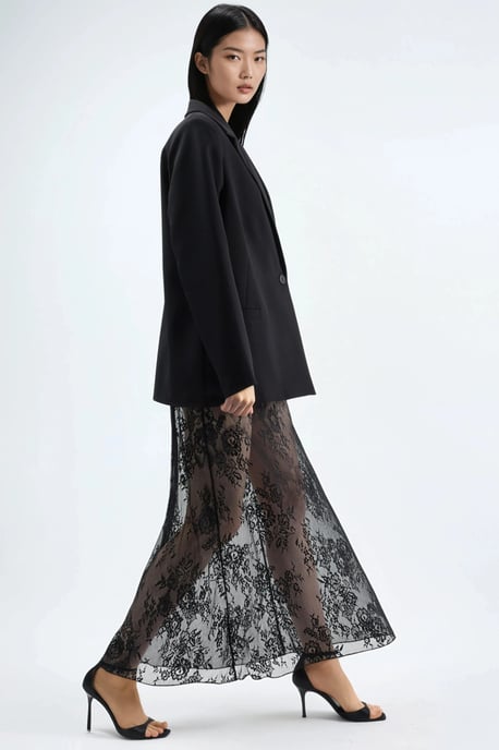 Hoge Taille Kanten Maxi Rok - Image 3