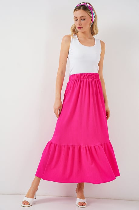 Gestructureerde Maxi Tricot Rok met Elastische Taille - Image 1