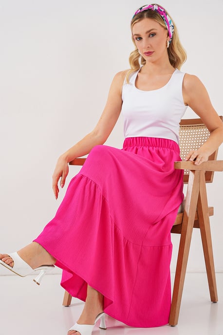 Gestructureerde Maxi Tricot Rok met Elastische Taille - Image 3