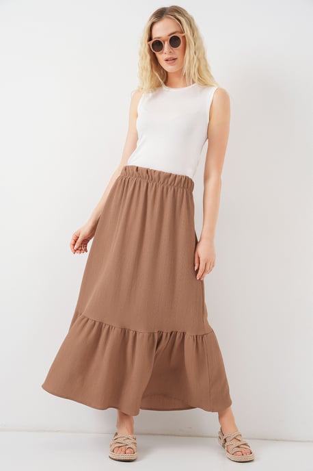 Gestructureerde Maxi Breirok met Elastische Taille - Image 1