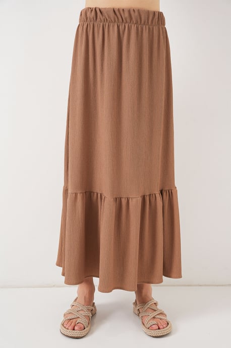 Gestructureerde Maxi Breirok met Elastische Taille - Image 4