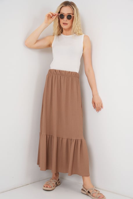 Gestructureerde Maxi Breirok met Elastische Taille - Image 5