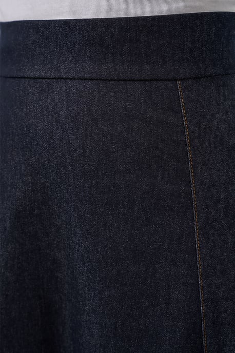 Hoge Taille Denim A-Lijn Maxi Rok met Zakken - Image 4