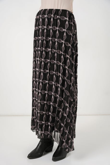 Hoge Taille Geometrische Print Maxi Rok - Image 4
