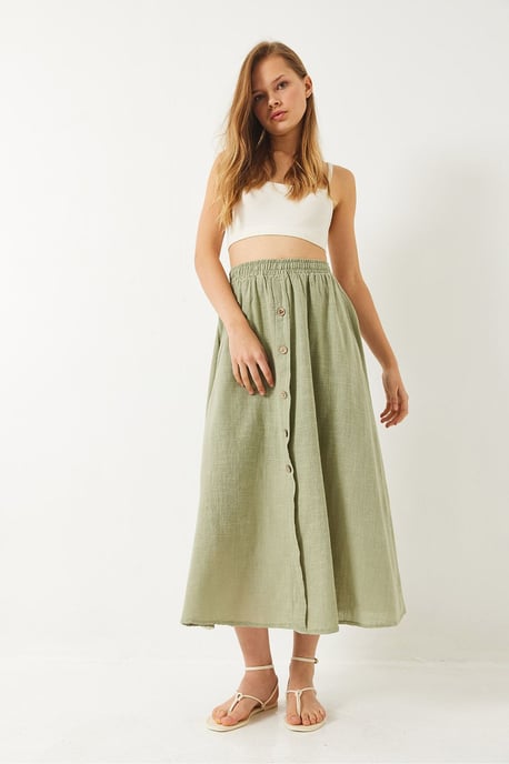 Textuur Maxi Rok met Knopen Sluiting - Image 2